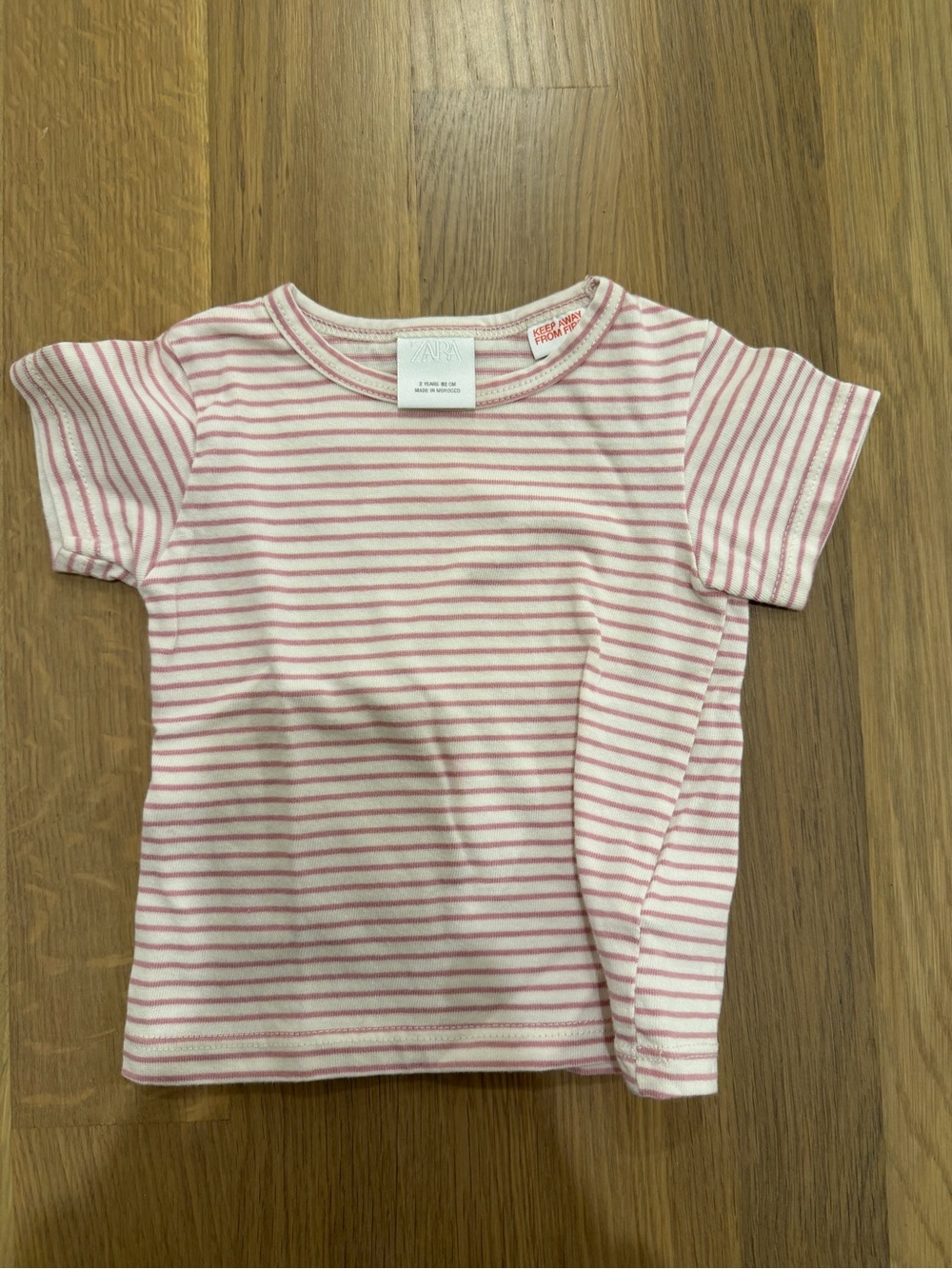 Zara Pink & White Striped Short Sleeve Tee